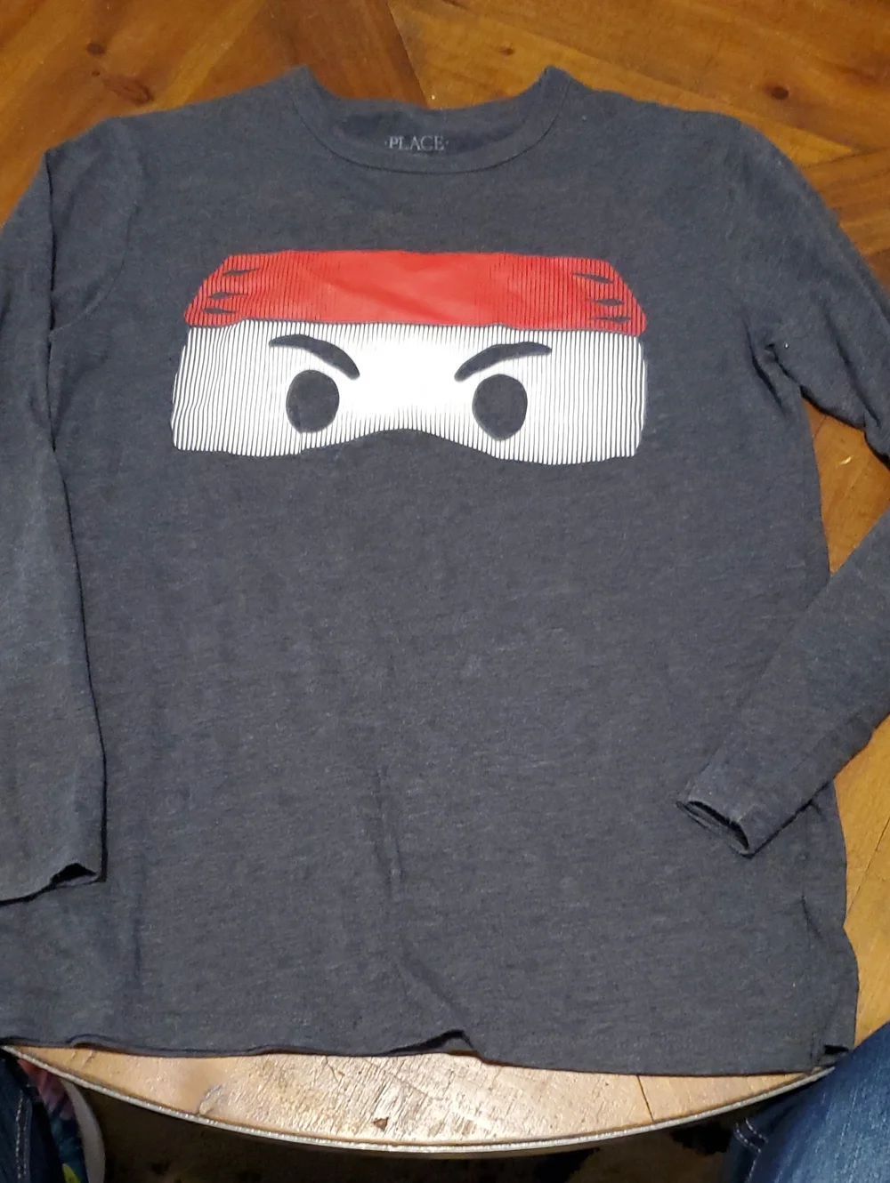 The Children's Place Charcoal Long-Sleeve Tee with Red & White Ninja Face
